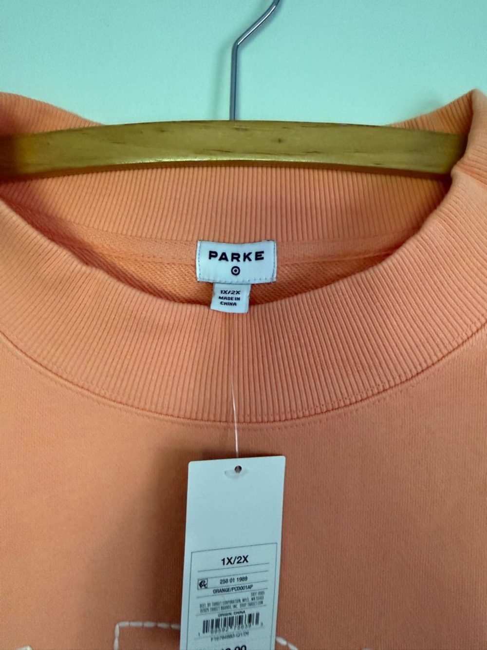 Parke x Target Peach Orange Mockneck Pullover Sweatshirt Sweater 1X/2X - Picture 6 of 8